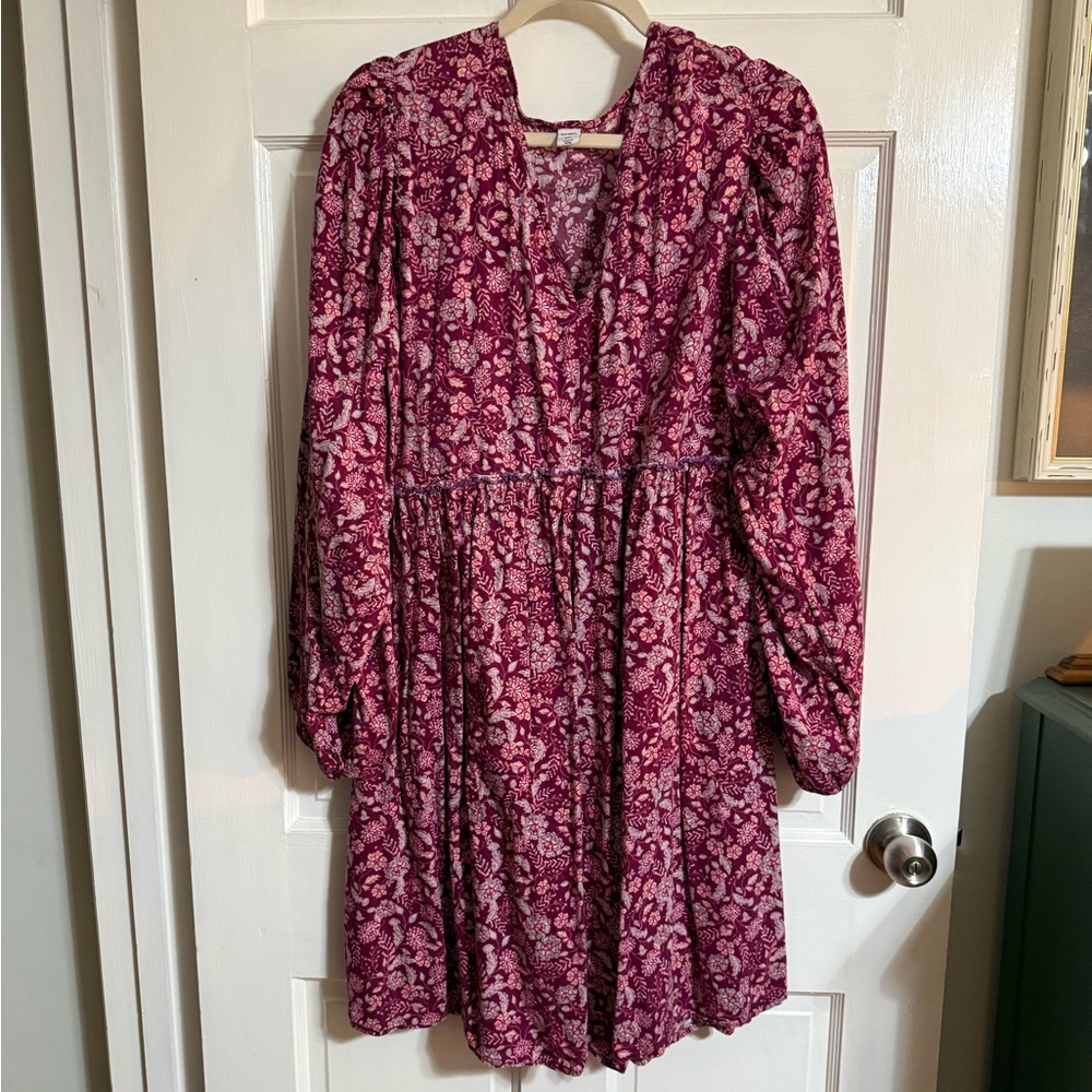 Old Navy Long Sleeve Pink Floral Dress XXL TALL 2X